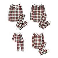 The Children's Place Baby Men's Family Matching, Thermal Pajamas Sets, Red Tartan Plaid-Adult Dad