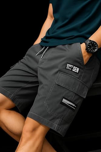 Image of INKKR Men Shorts || Men Shorts Cotton || Men Cargo Shorts Casual Comfort Breathable Knee Length Cotton Shorts