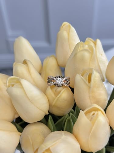 LE VIAN 3/4 Carat Vanilla and Chocolate Diamond Statement Ring for Women | 14k Two Tone Gold Round Halo Ring for Her (G-H/Brown, VS2-SI1/SI, 0.79 cttw) Anniversary Wedding Promise Band Size 74