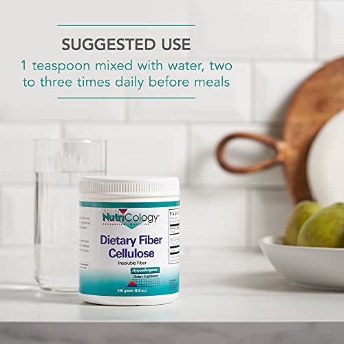 Nutricology Dietary Fiber Cellulose Powder - Insoluble Fiber, Colon Health - 250 Grams (8.8 Oz) #TOP4