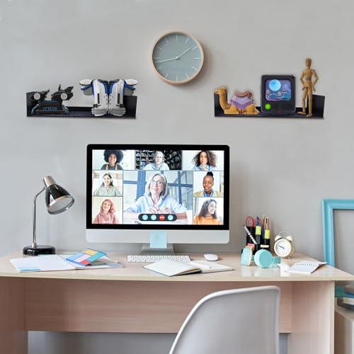Image of U Shape Floating Shelves Wall Mount Metal Bookshelf CD DVD Storage Display Shelves, Black Set of 6