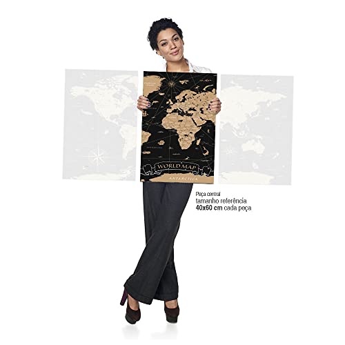 Quadro Decorativo Parede 120x60 Mapa Mundi Velho Antigo