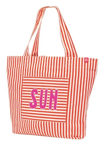 Sac shopping XL en coton rayé avec grand compartiment extérieur et fond stable moses. Fernweh