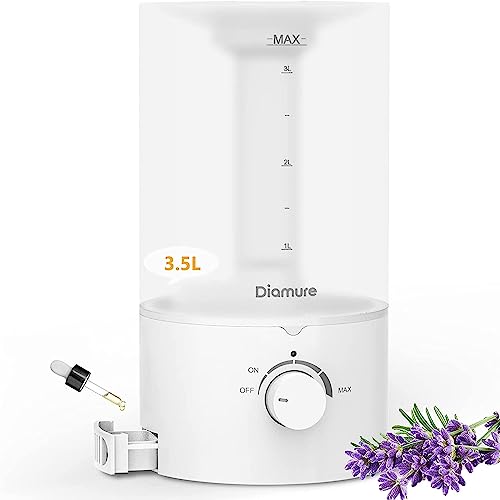 Humidifiers for Bedroom Large Room, 3.5L Ultrasonic Cool Mist Humidifiers with Essential Oil Diffuser, Adjustable Humidity Vaporizer, 360°Rotation Nozzle, 30Hrs Run-Time, Auto-Shut Off, Easy to Clean