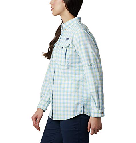 Columbia Manga longa Super Bahama feminina, xadrez de ar, 2X Plus