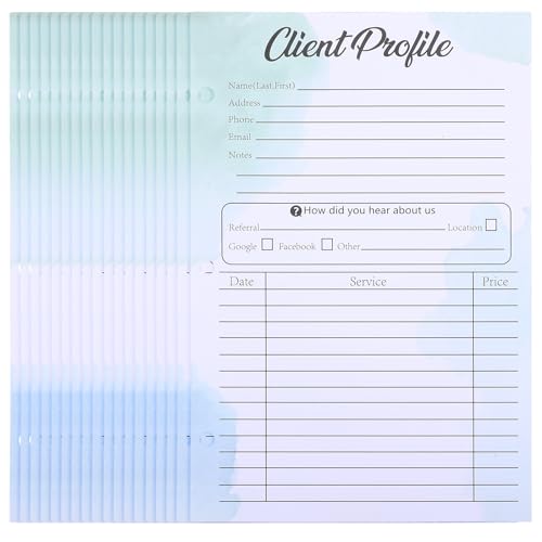DEARMAMY Fiches de Profil Client Perforées 3 Trous Vertes 21,6 X 14 Cm 50 Pcs Papier pour Enregistrement D’informations Client Bureau Entreprises Usage Polyvalent