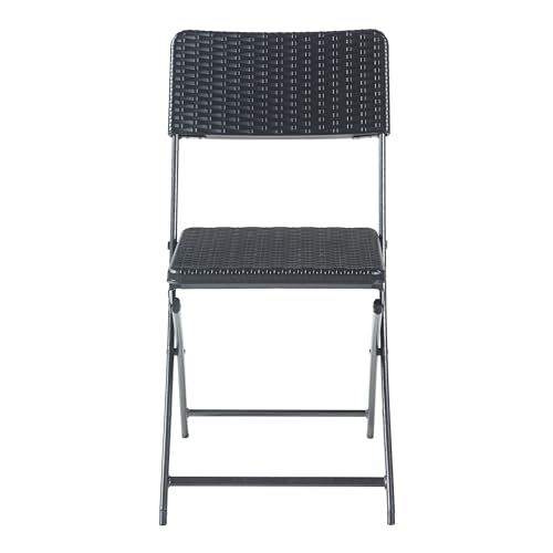 Set Mark Di 2 Sedie Pieghevoli - Nero Effetto Rattan [En.Casa] - 6