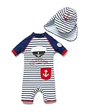 BONVERANO Kids UPF 50+ Sun Protection S/S One Piece Zip Sun Suit with Sun Hat (12-18 Months,...