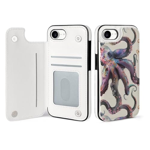 HKMNLEW iPhone 16 SE4�p�E�H���b�g�P�[�X�A�J���[�I�N�g�p�X�v�����g�t���b�vPU���U�[���C�ϏՌ��d�b�P�[�X�J�o�[ �J�[�h�z���_�[�t��