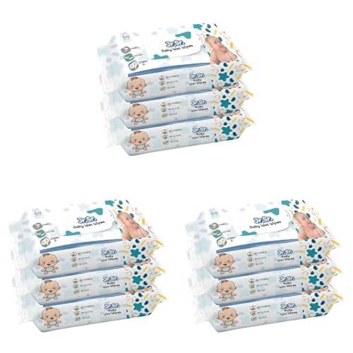 Image of Jr. Sr. Baby Wipes | 80 Wipes x Pack of 9-720 Wipes | Safe & Moist Wet Wipes for Babies | Prevents Rashes & Redness with Goodness of Aloe Vera, Vitamin E & Chamomile Oil | No Paraben & No Alcohol