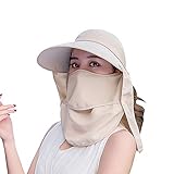 Outdoor UPF 50+ UV Sun Protection Waterproof Breathable Face Neck Flap Cover Folding Sun Hat for Men/Women (US, Alpha, Medium, Khaki)