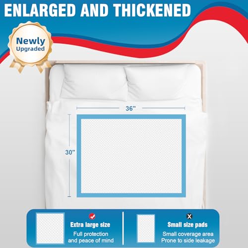 Image of BIGGMED 50 Count Disposable Bed Pads 30 inch x 36 inch , Ultra Tear-Resistant, Super Absorbent Chux, Thicker Extra Large Incontinence Bed Pads, Pee Pads for Adults, Kids, Elderly, Pets
