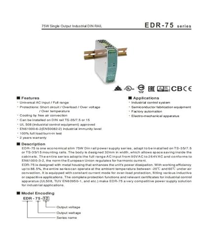 EDR-120-24 alimentation de commutation à tension stable 12V pour automates - 3