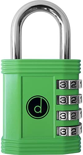 Padlock 4 Digit Combination Lock - for Gym School Locker, Outdoor Gate, Shed, Fence, and Storage - Weatherproof Metal - Keyless, Easy to Set, Resettable - Green