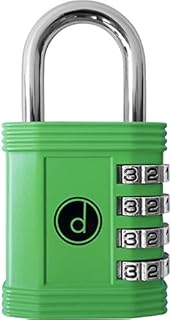 Padlock 4 Digit Combination Lock - for Gym School Locker, Outdoor Gate, Shed, Fence, and Storage - Weatherproof Metal - Keyless, Easy to Set, Resettable - Green