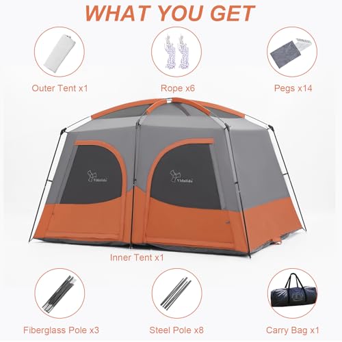 Vidalido Tents，3-4 Person Camping Tent with Extended Vestibule，Weather Resistant Family Tents with Breathable Mesh Windows，Easy Install Waterproof Outdoor Tent for Backpacking and Camping Hiking by Vidalido - Image 7