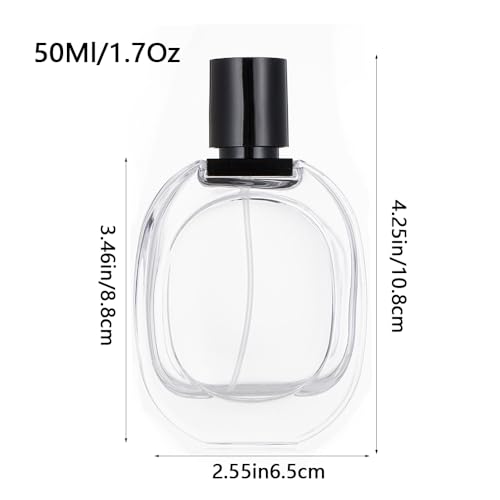 Enslz Refillable Perfume Spray Bottle 50ml/ 1.7oz Empty Glass Travel Perfume Atomizer, Replacement Perfume Dispenser for Women Men (Black Transparent)2
