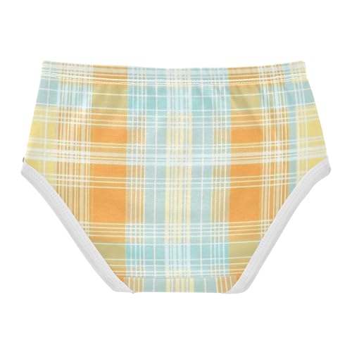Yellow Blue Plaid Girls' Underwear Soft Touch Toddler Cotton Underwear for Baby Girls in Sizes 2T,3T, 4T, 5T, 6Y and 8Y2