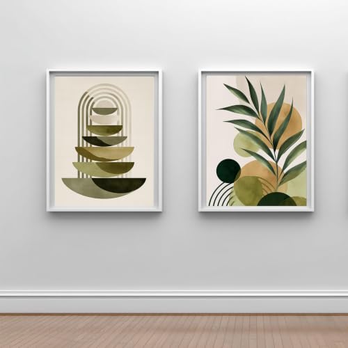 Tableau boho abstrait géométrique vert sauge affiche toile de prestige - 3