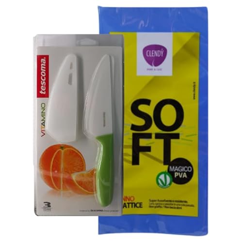 FEI FAN Coltello con Lama in Ceramica 12cm, Ideale per Taglio di Frutta e Verdura, Provvisto di una Custodia Protettiva + Panno in Lattice (1 Unità + Panno)