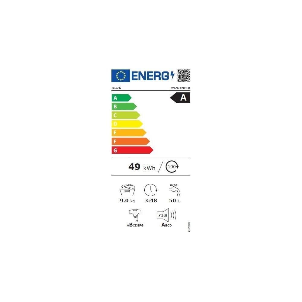 Bosch WAN24209FR, Serie 4, Lavadora ojo de buey, 9 kg, 1200 rpm, Blanco