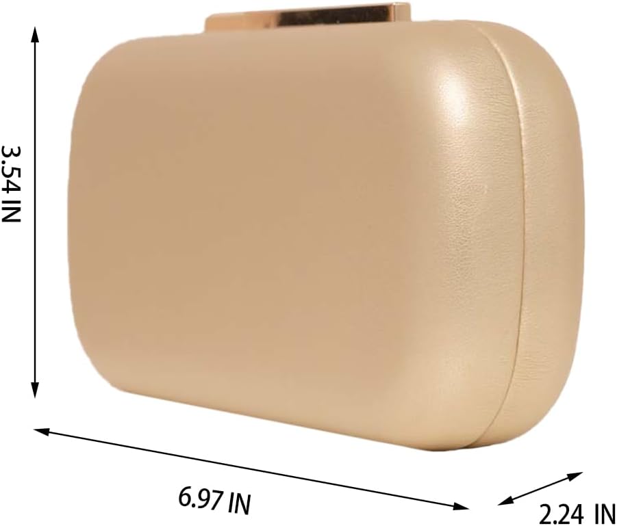 Women Stylish Vegan Leather Clutch Purse Metallic Faux Leather Crossbody Bag Box PU Evening Handbag for Party Formal