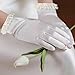 SFIELCAPA White Gloves Women Short White Satin Gloves with Pearls for Wedding Dinner Opera Parties Floral Tea Party 1920s Fashion Accessories