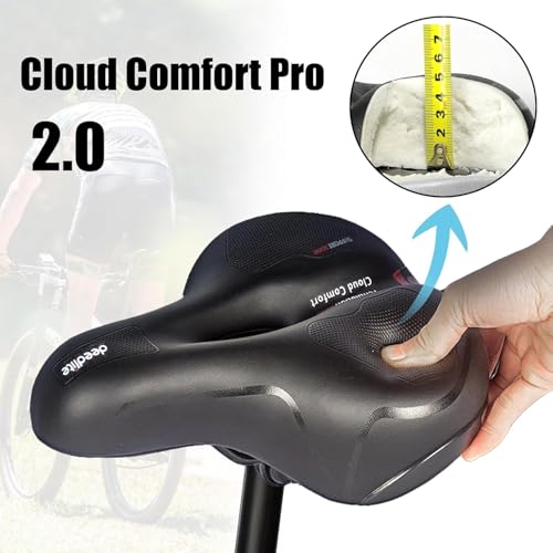Fahrradsattel Cloud Comfort Pro Max Sattel - Endlich Schmerzfrei Radfahren Bequem Weich Memory Schaum Radsattel Mit Rotem Warnstreifen Cityradsättel Mountainbikesättel mit Federung