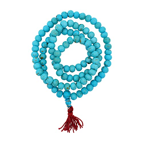 Mandala Crafts 108 Tibetan Buddhist Prayer Beads for Men Women – Turquoise Yak Bone Mala Beads Necklace for Mala Meditation Beads Yoga Beads