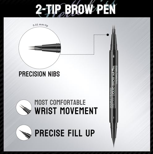 NinjaTiger Eyebrow Pencil Brow Pen - 2-Pack 2-IN-1 Dual-Ended Eye Brow Pencils 2-Fork-Tip Microblading Eyebrow Pen for Women Waterproof Eyebrow Pen with Brow Brushes Light Brown ＆ Brown — view 2