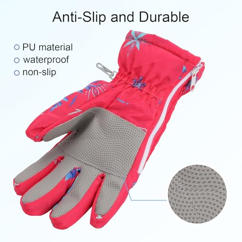 YooxArmor Kids Winter Gloves, Waterproof Snow Gloves for Kid 4 5 6 7 8 Years Old, Windproof Warm Ski Gloves for Youth Skiing, Snowboarding, Cycling, Sledding, Snowball Fighting, Riding - Thumbnail 4