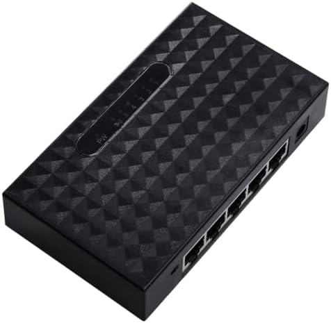 VOSAREA 5 Port 10/100mbps Ethernet Network Splitter Adapter with 5 Rj-45 Ports, Energy Efficient Abs Plastic Design, Auto Crossover Function for Desktop Ethernet Devices