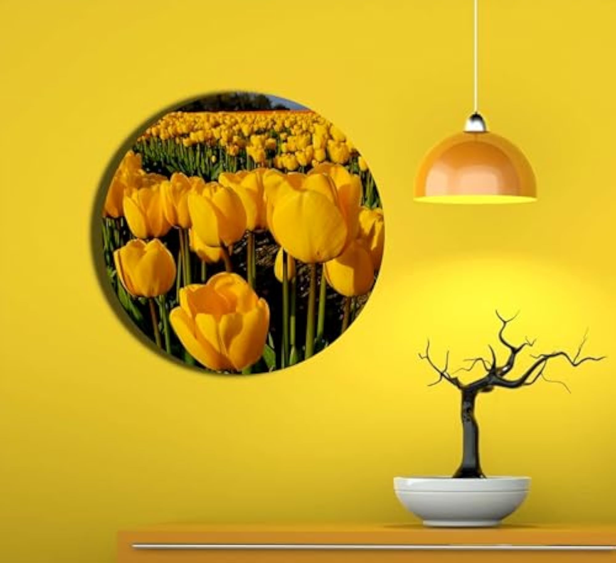 Tulip Garden Decorative Ceramic Art Plate, Gift for Couples