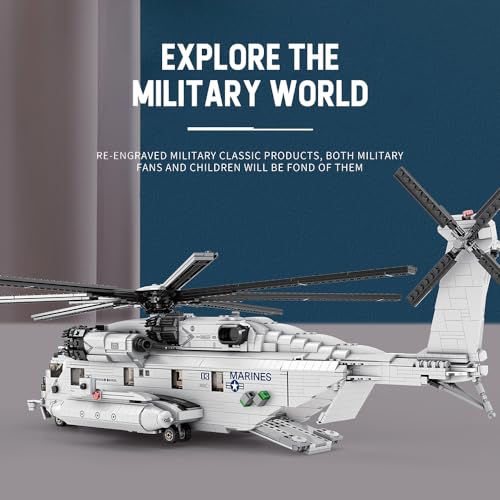 Reobrix 33037 CH-53E Super Hengst Transport Hubschrauber Bausteine Set, 2192 PCS Flugzeug Modell Bausätze, pädagogische Spielzeug Geschenke für Kind und Erwachsene