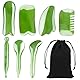 APOMOONS 7 Stück Gua Sha Massagewerkzeug Set, Akupressurstift Face Massager, Kopf Massage Faszienstab Akupressur Massageset, Harz Massage Zubehör Gua Sha für Gesicht Rücken Arme Beine (Grün)