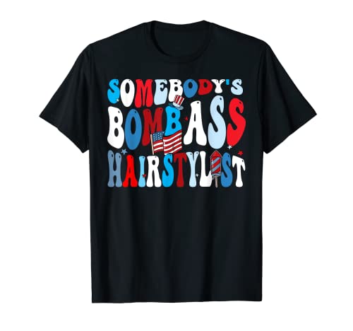 Lustige 4. Juli USA Hairstylist Groovy Hair Stylist Baber T-Shirt