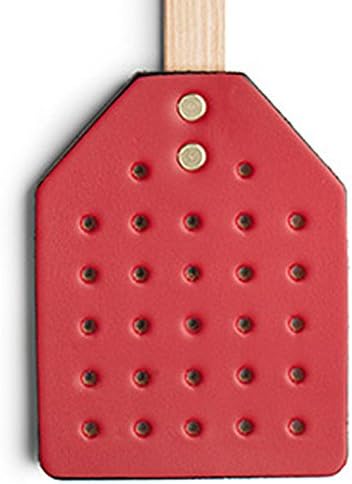 Heavy Duty Leather Fly Swatter - Durable Wooden Handle-Scarlet Red Leather Swatter. 17.5” Made in America by Amish Craftsman. for Flies, Mosquito, Bees and More
