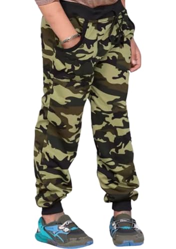 Image of Kids Boys and Girls Cotton 2 Side Pocket Army Print Regular Fit Ankle Length Track Pant Lower.