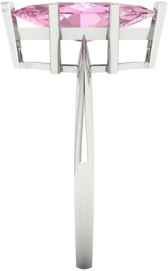 Clara Pucci 14K Solid White Gold 2.5 ctw Pink Solitaire Ring for Women | Anniversary, Birthday Gift | 13x6.5mm Marquise Cut - Image 3