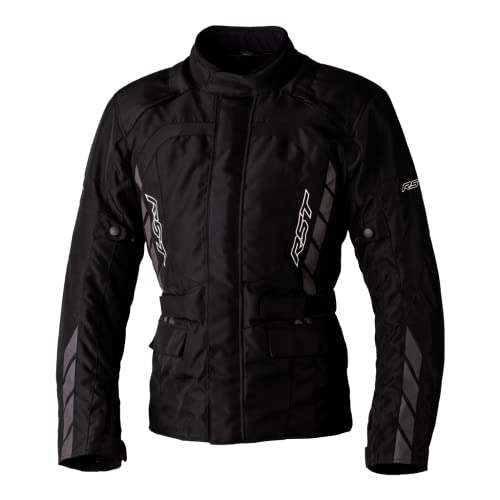 RST Alpha 5 Mens Textile Jacket Motorbike Motorcycle Sports Touring Long Journey CE Approved Jacket (Black/Black,44)