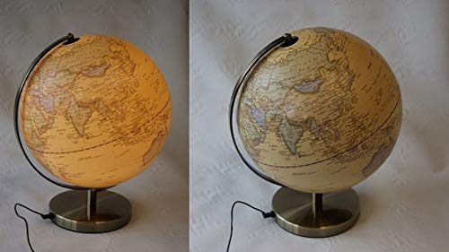 Image of Leonardo Collection The World Globe Light Up Base 30Cm, Resin, Beige, 30x30x45 cm