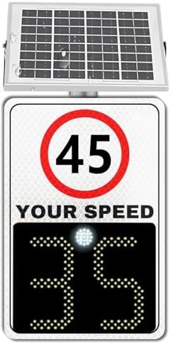 35 MPH Solar Powered Radar Speed Limit Sign - 24"x35" LED Display Aluminum Traffic Sign for Highways & Roads - Enhance Safety & Visibility