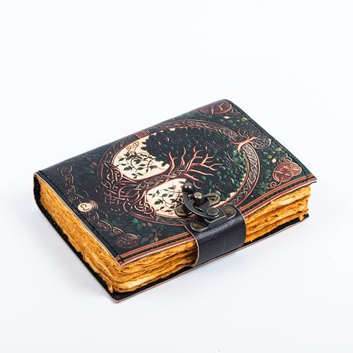 Image of CRAFT JUNKY Vintage Leather Journal Diary for Women and Men Travel Diary Notebook for Writing Deckle Edge Paper (Tree Root, 17.78 x 12.7 cm)