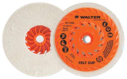 Walter 07T505 Felt Cup Disc - (Pack of 5) Polishing Disc for Angle Grinders, Polishing Tools, Big Buff III. Abrasive Finishing Tools