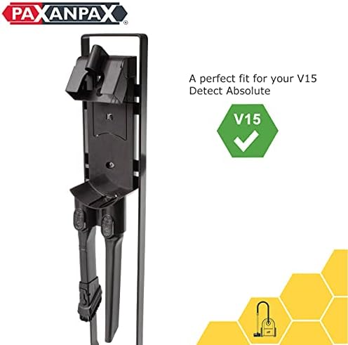 Paxanpax PFC764_17, PFC764R Cordless Cleaner and Accessories Floor Stand for Dyson V15 Detect Absolute, Vacuum Holder, Rack, Freestanding Metal Design, No Drilling The Wall, Dark Grey