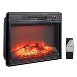 Bonnlo24 Electric Fireplace Insert, 1400W Wall-Mounted/Freestanding Heater, 6 Flame Colors, 5 Brightness Settings, Remote Control, Adjustable Timer, Safe & Quiet Heating for 400 sq.ft