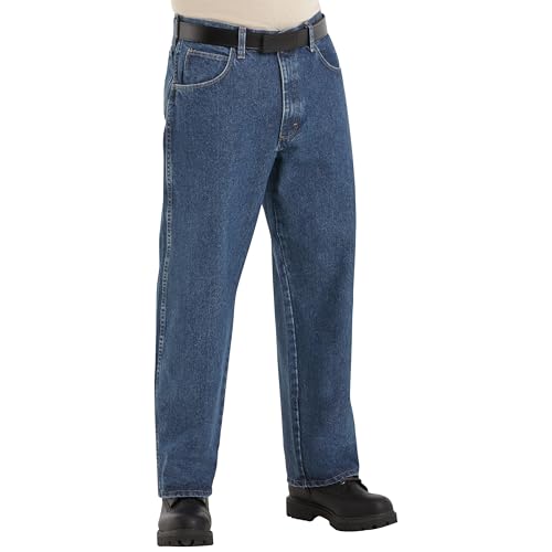 Bulwark FR Mens Flame Resistant Cotton Loose Fit Denim Jeans, Stonewash, 36W X 30L US