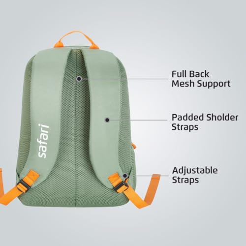 Image of Safari Flash Neo 26L Casual Printed Backpack, 2 compartments, bottle holder, Front pocket, school bag for boys and girls, college, office, travel for men and women, Color- Sage