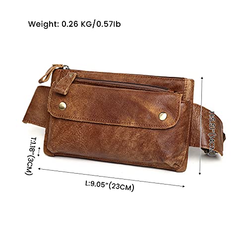 Genuine Leather Waist Bag Vintage Crossbody Fanny Pack Bum Bag for Sport Hiking Traveling Climbing - Image 3