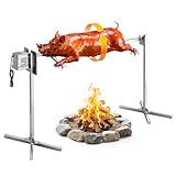 VEVOR Spanferkelgrill Lammgrill Spießbratengrill 1321 mm Rotisserie-Grill AC 220-240 V, 8-stufiges elektrisches Rotisserie-Grill-Set mit 60 kg Tragkraft, 38 W Motor Grillset für Partys